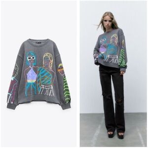 Zara printed crewneck size M